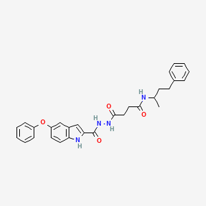 4-oxo-4-{2-[(5-phenoxy-1H-indol-2-yl)carbonyl]hydrazinyl}-N-(4-phenylbutan-2-yl)butanamide