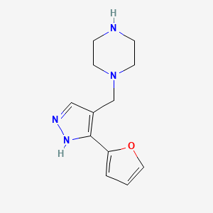 molecular formula C12H16N4O B1491733 1-((3-(フラン-2-イル)-1H-ピラゾール-4-イル)メチル)ピペラジン CAS No. 1525666-86-7