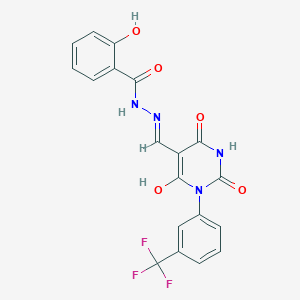 2-hydroxy-N'-[(Z)-{4-hydroxy-2,6-dioxo-1-[3-(trifluoromethyl)phenyl]-1,6-dihydropyrimidin-5(2H)-ylidene}methyl]benzohydrazide