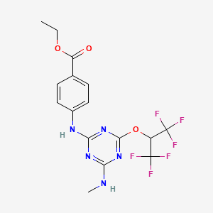 Ethyl 4-({4-[(1,1,1,3,3,3-hexafluoropropan-2-yl)oxy]-6-(methylamino)-1,3,5-triazin-2-yl}amino)benzoate