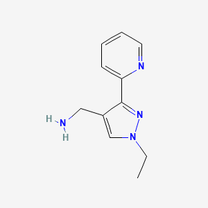 molecular formula C11H14N4 B1491753 (1-ethyl-3-(pyridin-2-yl)-1H-pyrazol-4-yl)methanamine CAS No. 1500957-40-3