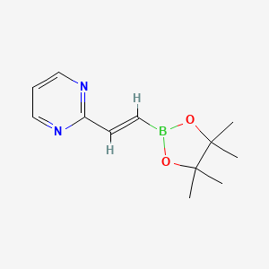 molecular formula C12H17BN2O2 B14917607 (E)-2-(2-(4,4,5,5-Tetramethyl-1,3,2-dioxaborolan-2-yl)vinyl)pyrimidine 