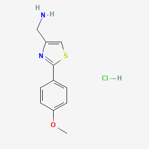 molecular formula C11H13ClN2OS B1491762 (2-(4-Methoxyphenyl)thiazol-4-yl)methanamine hydrochloride CAS No. 858009-33-3