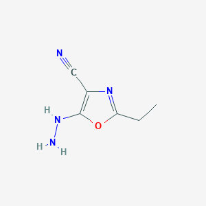 molecular formula C6H8N4O B14917775 2-Ethyl-5-hydrazinyl-1,3-oxazole-4-carbonitrile 