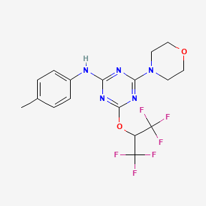 4-[(1,1,1,3,3,3-hexafluoropropan-2-yl)oxy]-N-(4-methylphenyl)-6-(morpholin-4-yl)-1,3,5-triazin-2-amine