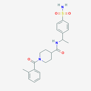 1-(2-Methylbenzoyl)-N-(1-(4-sulfamoylphenyl)ethyl)piperidine-4-carboxamide