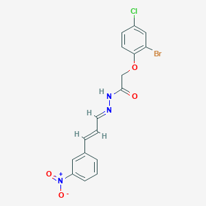 2-(2-bromo-4-chlorophenoxy)-N'-[(1E,2E)-3-(3-nitrophenyl)prop-2-en-1-ylidene]acetohydrazide