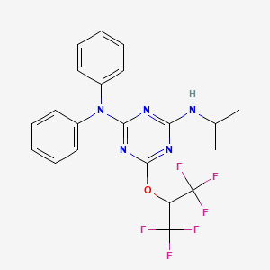 molecular formula C21H19F6N5O B14918254 6-[(1,1,1,3,3,3-hexafluoropropan-2-yl)oxy]-N,N-diphenyl-N'-(propan-2-yl)-1,3,5-triazine-2,4-diamine 