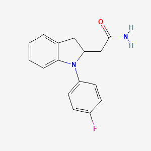 molecular formula C16H15FN2O B14918521 2-(1-(4-Fluorophenyl)indolin-2-yl)acetamide 