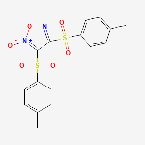 molecular formula C16H14N2O6S2 B14918643 3,4-Bis[(4-methylphenyl)sulfonyl]-1,2,5-oxadiazole 2-oxide 