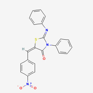 molecular formula C22H15N3O3S B14918665 (2Z,5E)-5-(4-nitrobenzylidene)-3-phenyl-2-(phenylimino)-1,3-thiazolidin-4-one 