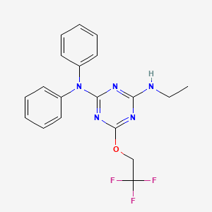 molecular formula C19H18F3N5O B14918699 N'-ethyl-N,N-diphenyl-6-(2,2,2-trifluoroethoxy)-1,3,5-triazine-2,4-diamine 