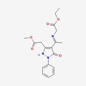 ethyl N-{(1Z)-1-[3-(2-methoxy-2-oxoethyl)-5-oxo-1-phenyl-1,5-dihydro-4H-pyrazol-4-ylidene]ethyl}glycinate