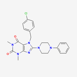 molecular formula C24H25ClN6O2 B14918846 7-(4-chlorobenzyl)-1,3-dimethyl-8-(4-phenylpiperazin-1-yl)-3,7-dihydro-1H-purine-2,6-dione 