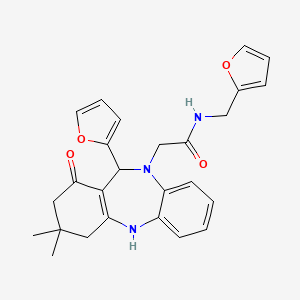 2-[11-(furan-2-yl)-3,3-dimethyl-1-oxo-1,2,3,4,5,11-hexahydro-10H-dibenzo[b,e][1,4]diazepin-10-yl]-N-(furan-2-ylmethyl)acetamide