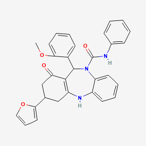 3-(2-furyl)-11-(2-methoxyphenyl)-1-oxo-N-phenyl-1,2,3,4,5,11-hexahydro-10H-dibenzo[b,e][1,4]diazepine-10-carboxamide