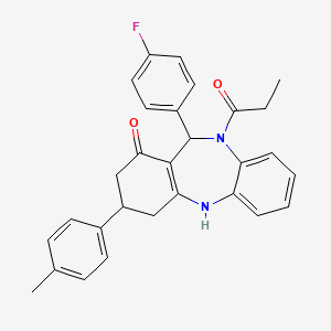 11-(4-fluorophenyl)-3-(4-methylphenyl)-10-propanoyl-2,3,4,5,10,11-hexahydro-1H-dibenzo[b,e][1,4]diazepin-1-one