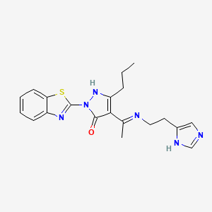 (4E)-2-(1,3-benzothiazol-2-yl)-4-(1-{[2-(1H-imidazol-4-yl)ethyl]amino}ethylidene)-5-propyl-2,4-dihydro-3H-pyrazol-3-one