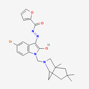 N'-{(3Z)-5-bromo-2-oxo-1-[(1,3,3-trimethyl-6-azabicyclo[3.2.1]oct-6-yl)methyl]-1,2-dihydro-3H-indol-3-ylidene}furan-2-carbohydrazide