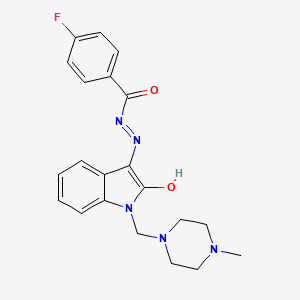 4-fluoro-N'-{(3Z)-1-[(4-methylpiperazin-1-yl)methyl]-2-oxo-1,2-dihydro-3H-indol-3-ylidene}benzohydrazide