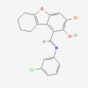 3-Bromo-1-{[(3-chlorophenyl)imino]methyl}-6,7,8,9-tetrahydrodibenzo[B,D]furan-2-OL