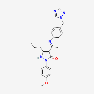 (4Z)-2-(4-methoxyphenyl)-5-propyl-4-(1-{[4-(1H-1,2,4-triazol-1-ylmethyl)phenyl]amino}ethylidene)-2,4-dihydro-3H-pyrazol-3-one