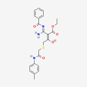 ethyl (2Z)-2-{amino[(phenylcarbonyl)amino]methylidene}-4-({2-[(4-methylphenyl)amino]-2-oxoethyl}sulfanyl)-3-oxobutanoate