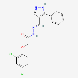 2-(2,4-dichlorophenoxy)-N'-[(E)-(3-phenyl-1H-pyrazol-4-yl)methylidene]acetohydrazide