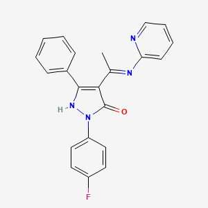 (4Z)-2-(4-fluorophenyl)-5-phenyl-4-[1-(pyridin-2-ylamino)ethylidene]-2,4-dihydro-3H-pyrazol-3-one