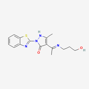 (4Z)-2-(1,3-benzothiazol-2-yl)-4-{1-[(3-hydroxypropyl)amino]ethylidene}-5-methyl-2,4-dihydro-3H-pyrazol-3-one