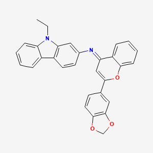 molecular formula C30H22N2O3 B14919336 N-[(4E)-2-(1,3-benzodioxol-5-yl)-4H-chromen-4-ylidene]-9-ethyl-9H-carbazol-2-amine 