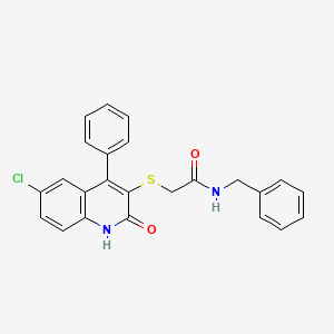 N-benzyl-2-[(6-chloro-2-hydroxy-4-phenylquinolin-3-yl)sulfanyl]acetamide