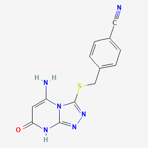 4-{[(5-Amino-7-hydroxy[1,2,4]triazolo[4,3-a]pyrimidin-3-yl)sulfanyl]methyl}benzonitrile