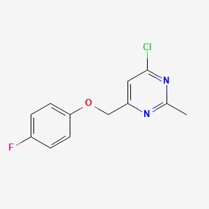 molecular formula C12H10ClFN2O B1491937 4-Chloro-6-((4-fluorophenoxy)methyl)-2-methylpyrimidine CAS No. 2098085-98-2