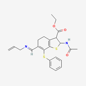 molecular formula C23H26N2O3S2 B14919397 ethyl 2-(acetylamino)-7-(phenylsulfanyl)-6-[(E)-(prop-2-en-1-ylimino)methyl]-2,3,4,5-tetrahydro-1-benzothiophene-3-carboxylate 