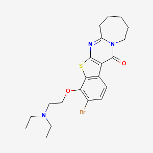 molecular formula C21H26BrN3O2S B14919408 15-bromo-16-[2-(diethylamino)ethoxy]-18-thia-2,9-diazatetracyclo[9.7.0.03,9.012,17]octadeca-1(11),2,12(17),13,15-pentaen-10-one 