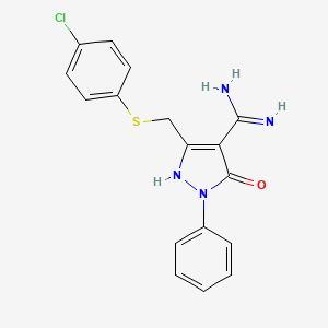 5-{[(4-chlorophenyl)sulfanyl]methyl}-3-oxo-2-phenyl-2,3-dihydro-1H-pyrazole-4-carboximidamide