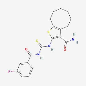 2-({[(3-Fluorophenyl)carbonyl]carbamothioyl}amino)-4,5,6,7,8,9-hexahydrocycloocta[b]thiophene-3-carboxamide