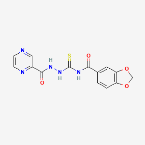 N-{[2-(pyrazin-2-ylcarbonyl)hydrazinyl]carbonothioyl}-1,3-benzodioxole-5-carboxamide