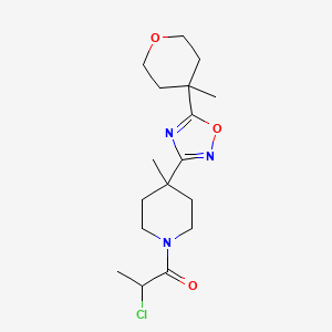 2-Chloro-1-{4-methyl-4-[5-(4-methyltetrahydro-2H-pyran-4-YL)-1,2,4-oxadiazol-3-YL]piperidino}-1-propanone