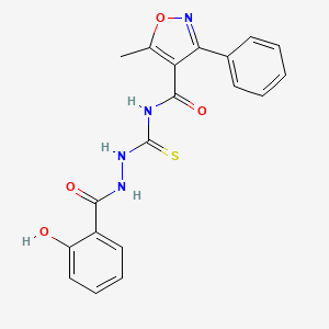 molecular formula C19H16N4O4S B14919527 N-[[(2-hydroxybenzoyl)amino]carbamothioyl]-5-methyl-3-phenyl-1,2-oxazole-4-carboxamide 