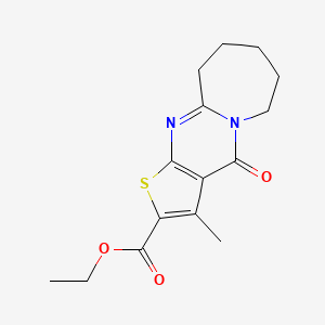 molecular formula C15H18N2O3S B14919561 ethyl 4-methyl-2-oxo-6-thia-1,8-diazatricyclo[7.5.0.03,7]tetradeca-3(7),4,8-triene-5-carboxylate 