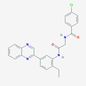 4-chloro-N-(2-{[2-ethyl-5-(quinoxalin-2-yl)phenyl]amino}-2-oxoethyl)benzamide