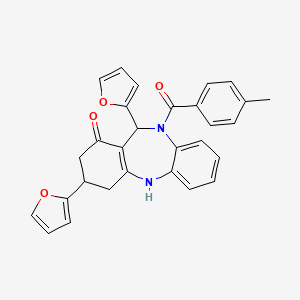 3,11-di(furan-2-yl)-10-[(4-methylphenyl)carbonyl]-2,3,4,5,10,11-hexahydro-1H-dibenzo[b,e][1,4]diazepin-1-one