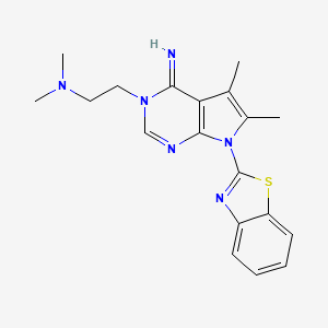 molecular formula C19H22N6S B14919620 2-[7-(1,3-benzothiazol-2-yl)-4-imino-5,6-dimethyl-4,7-dihydro-3H-pyrrolo[2,3-d]pyrimidin-3-yl]-N,N-dimethylethanamine 