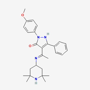 molecular formula C27H34N4O2 B14919627 (4Z)-2-(4-methoxyphenyl)-5-phenyl-4-{1-[(2,2,6,6-tetramethylpiperidin-4-yl)amino]ethylidene}-2,4-dihydro-3H-pyrazol-3-one 