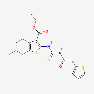 molecular formula C19H22N2O3S3 B14919646 Ethyl 6-methyl-2-{[(thiophen-2-ylacetyl)carbamothioyl]amino}-4,5,6,7-tetrahydro-1-benzothiophene-3-carboxylate 