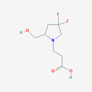 molecular formula C8H13F2NO3 B1491968 3-(4,4-ジフルオロ-2-(ヒドロキシメチル)ピロリジン-1-イル)プロパン酸 CAS No. 1852286-66-8