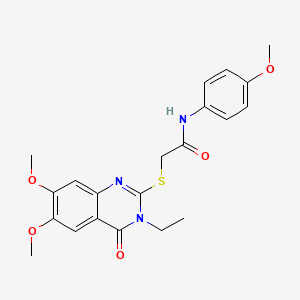 2-[(3-ethyl-6,7-dimethoxy-4-oxo-3,4-dihydroquinazolin-2-yl)sulfanyl]-N-(4-methoxyphenyl)acetamide