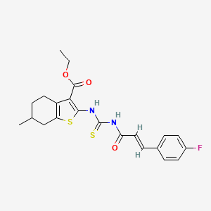 molecular formula C22H23FN2O3S2 B14919716 ethyl 2-({[(2E)-3-(4-fluorophenyl)prop-2-enoyl]carbamothioyl}amino)-6-methyl-4,5,6,7-tetrahydro-1-benzothiophene-3-carboxylate 